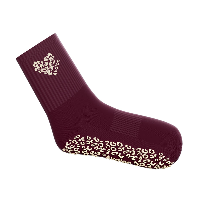 RAWR Crew Grip Socks - Burgandy